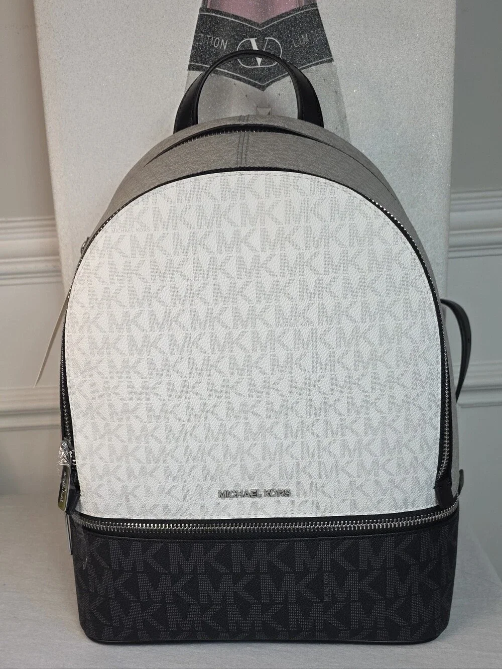 Michael Kors Rhea Medium Backpack in Optic White Multi Colorblock - Picture 1 of 10